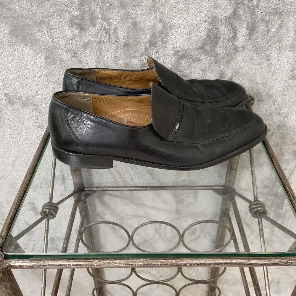 Bally Brenio Men’s Size 9.5 D Black Leather Slip On Loafers Dress Shoe Logo
